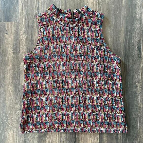 Anthropologie Akemi + Kin Petra Jacquard Top Chunky Knit Mock Neck Small Blouse - Picture 3 of 10